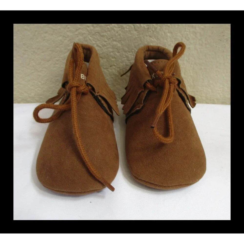 Lucky Brand Baby Mocassins Fringed Tie Up Laces Size 2 NEW